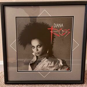 Autographed Diana Ross Swept Away framed Album cover